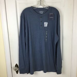 Croft & Barrow Men’s Blue Cotton Henley Shirt Long Sleeve Size L NWT
